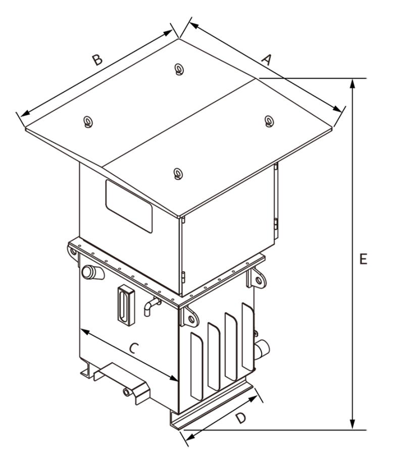 Oil Cooled Transformer Rectifier (Top-Bottom Type)-Linedrawing