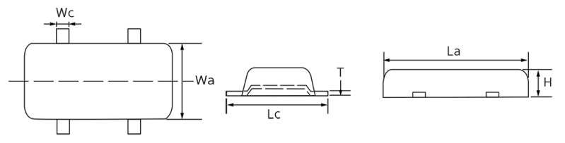 Rectangular Zinc Hull Anode With Double Straps-Linedrawing