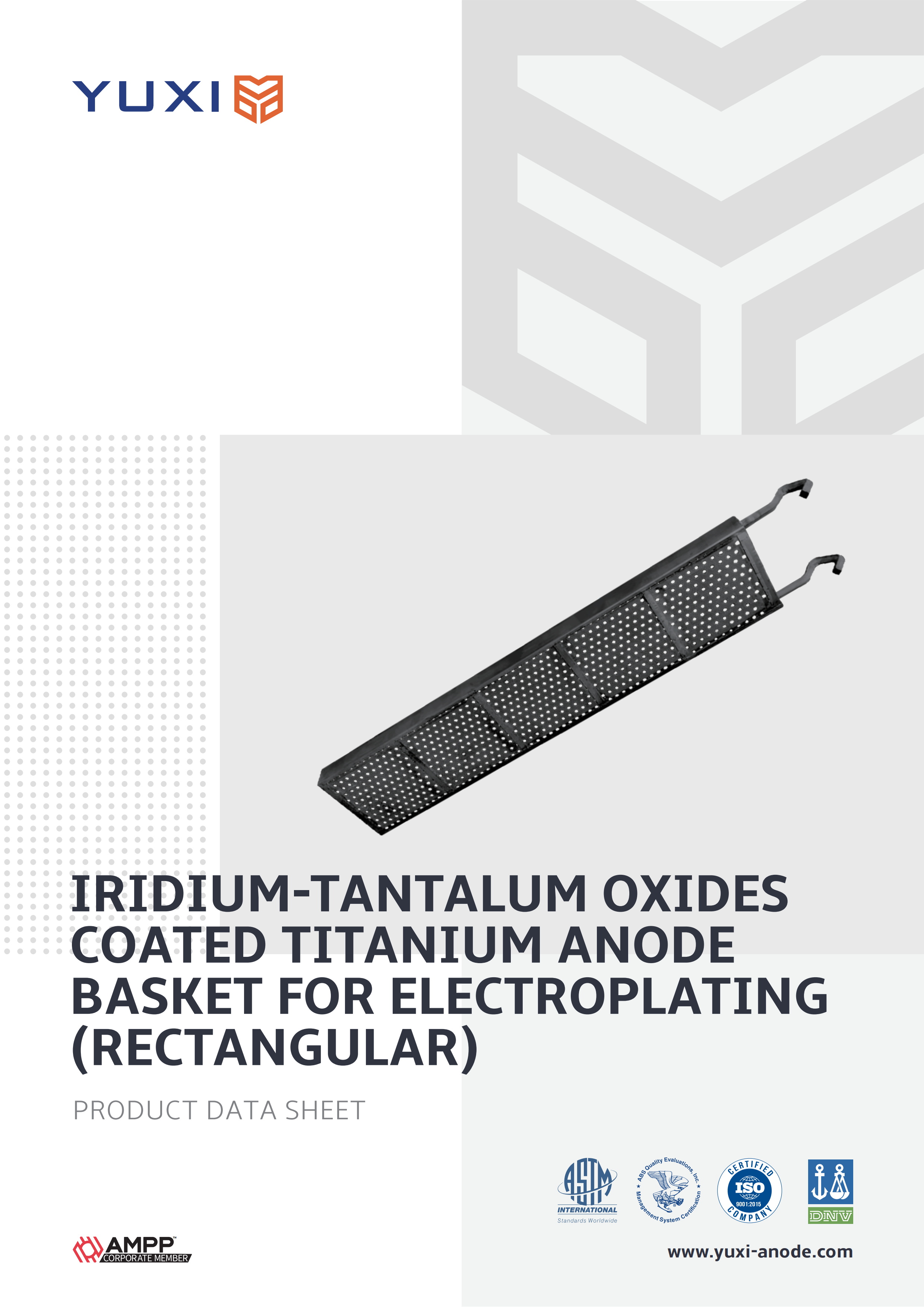 Iridium-Tantalum Oxides Coated Titanium Anode Basket for Electroplating (Rectangular) Datasheet