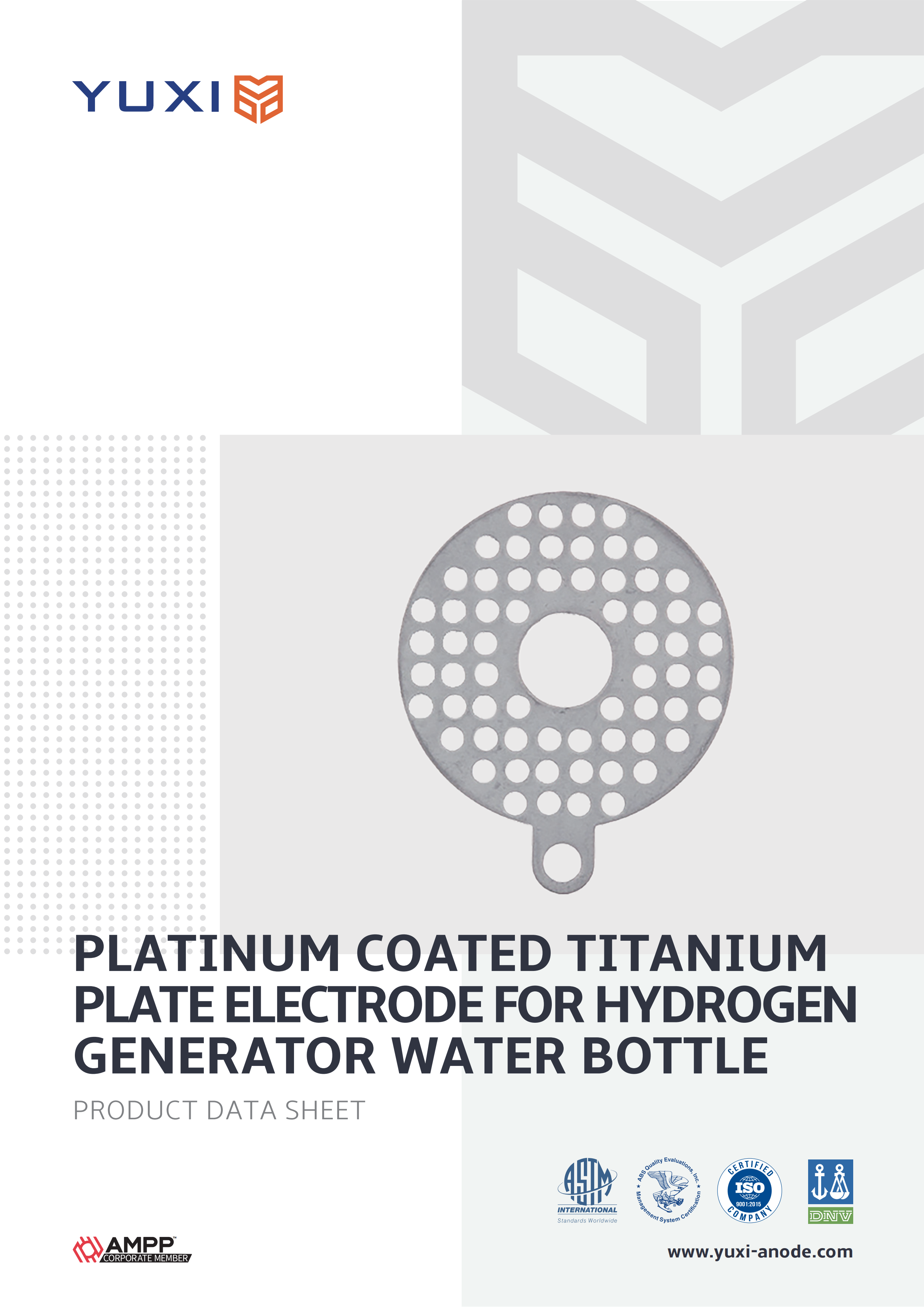 Platinum Coated Titanium Plate Electrode For Hydrogen Generator Water Bottle Datasheet