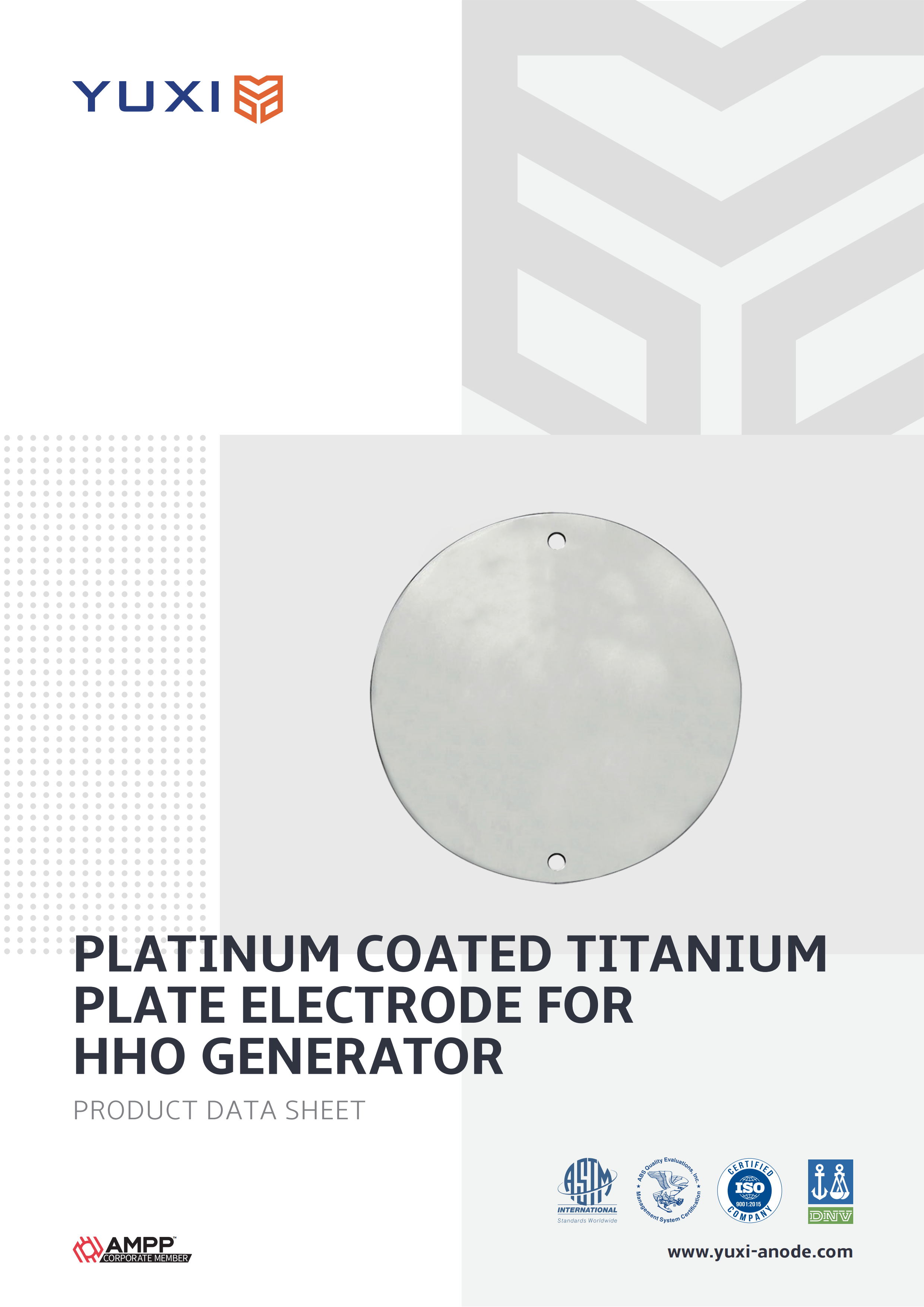 Platinum Coated Titanium Plate Electrode for HHO Generator Datasheet