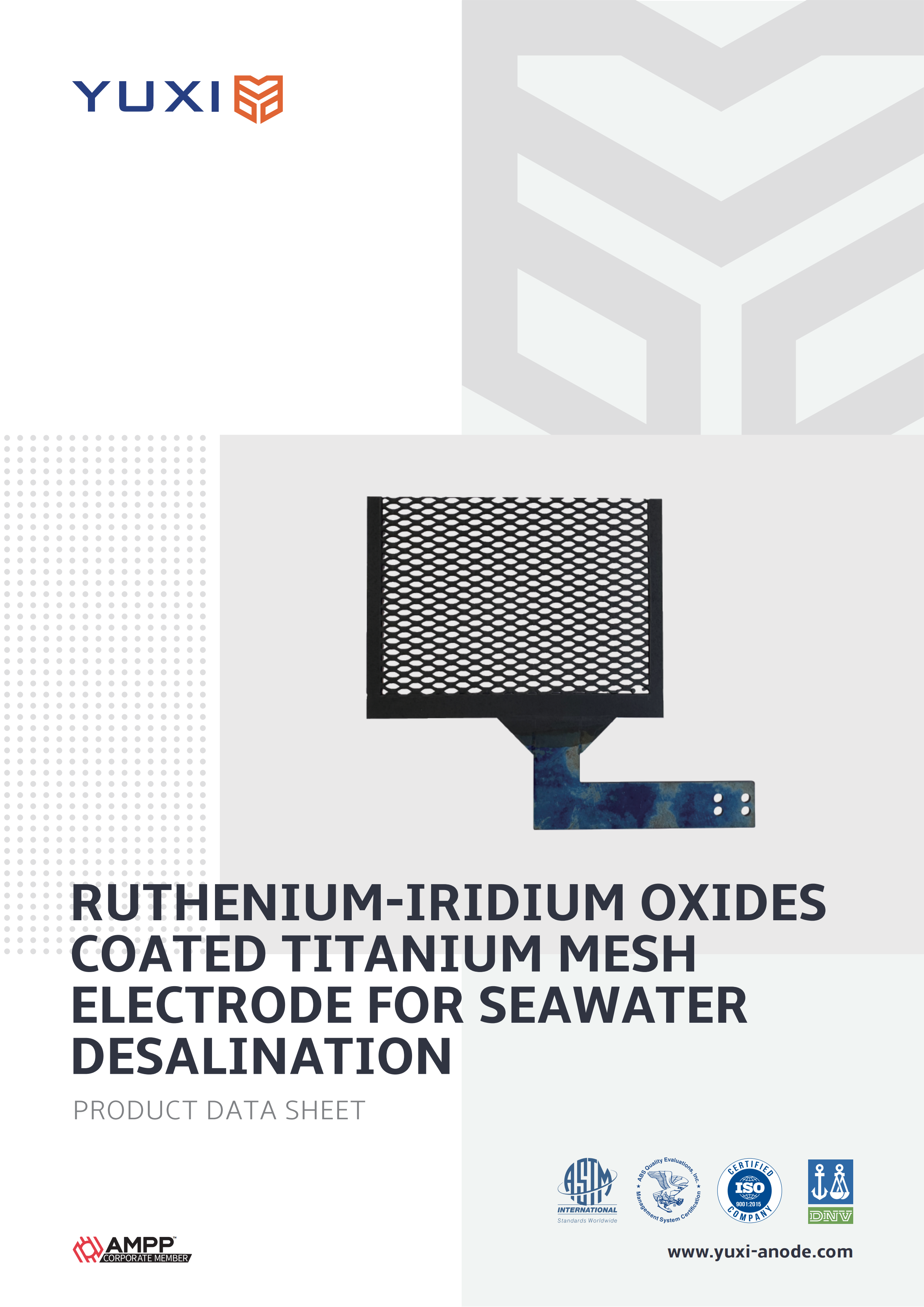 Ruthenium-Iridium Oxides Coated Titanium Mesh Electrode for Seawater Desalination Datasheet