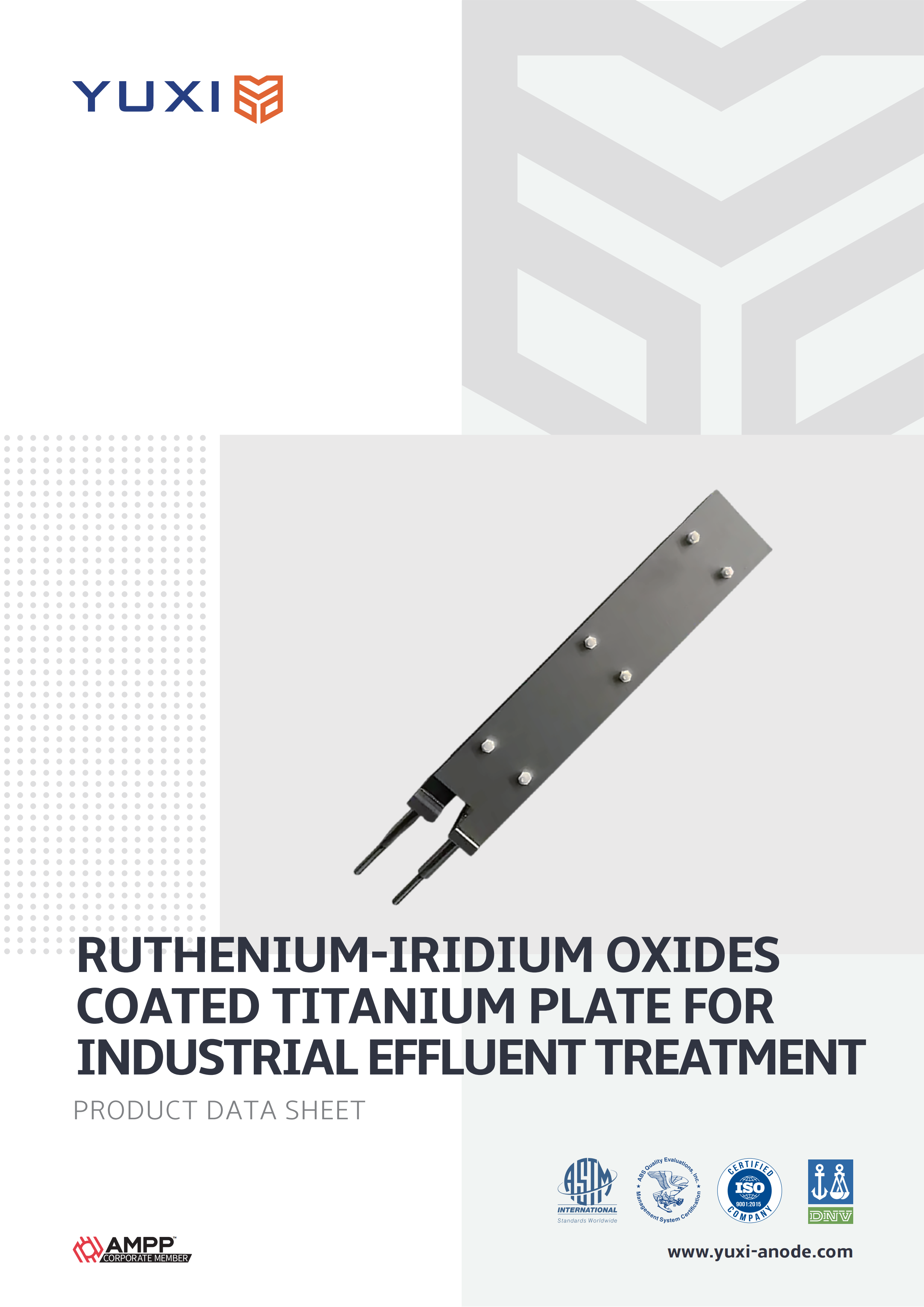 Ruthenium-Iridium Oxides Coated Titanium Plate for Industrial Effluent Treatment Datasheet